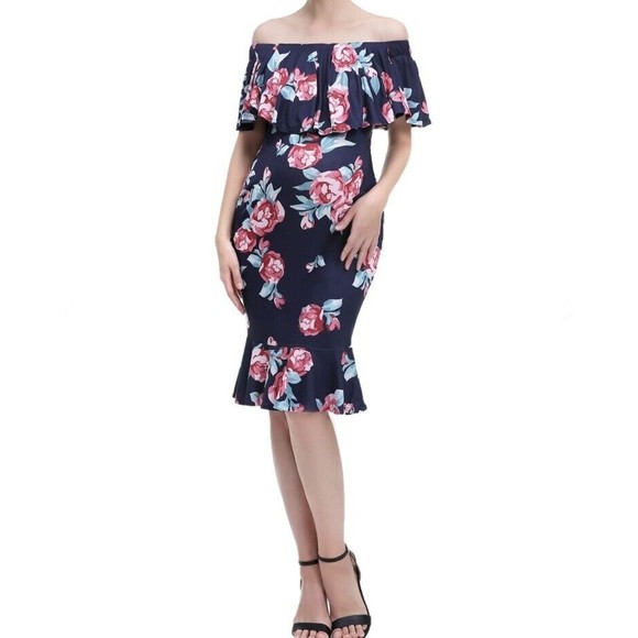 Kimi + Kai Women's Kathryn Maternity Dress Size S Flounce Hidden Nursing Panels - Picture 3 of 10